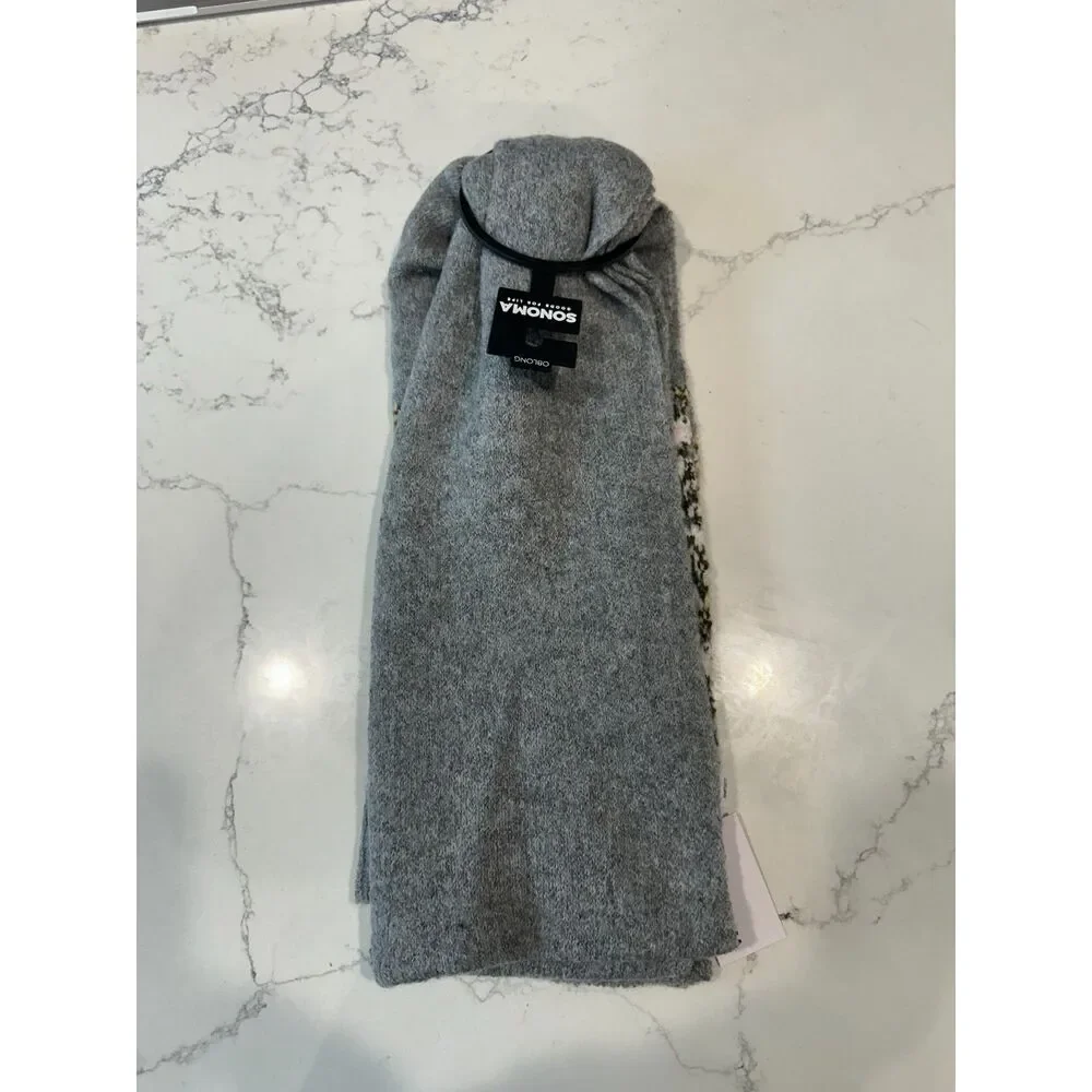 NWT Sonoma Fair Isle Knit Scarf Gray